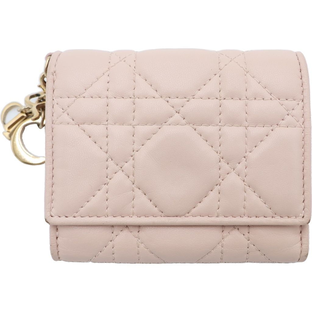 Dior Louts Cannage Compact Wallet Bifold Beige
