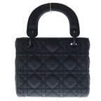 Dior Lady Dior Mini Ultra Matte 2-Way Shoulder Bag Black Leather — view 2