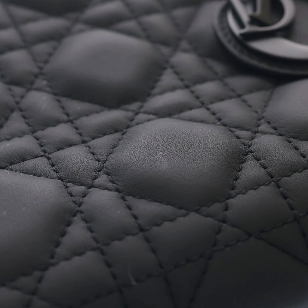 Dior Lady Dior Mini Ultra Matte 2-Way Shoulder Bag Black Leather — view 6