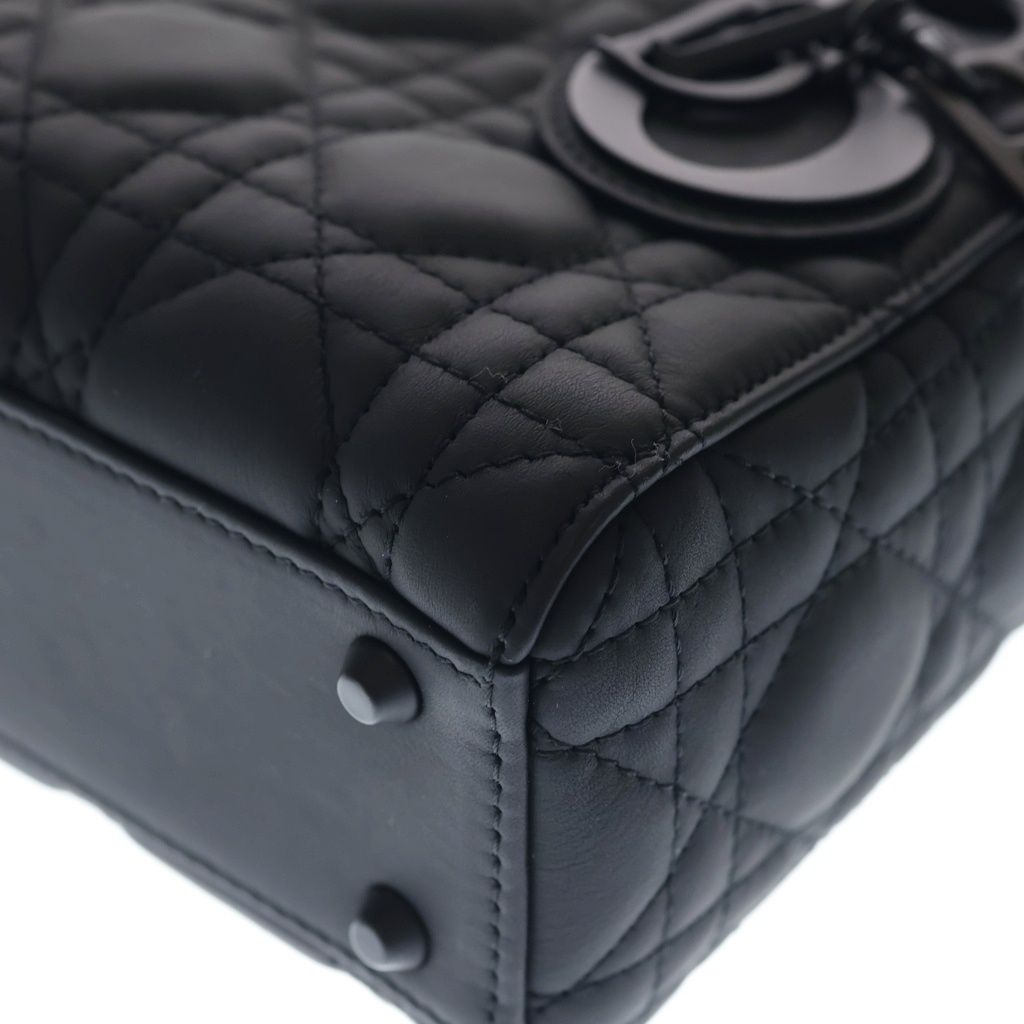 Dior Lady Dior Mini Ultra Matte 2-Way Shoulder Bag Black Leather — view 5