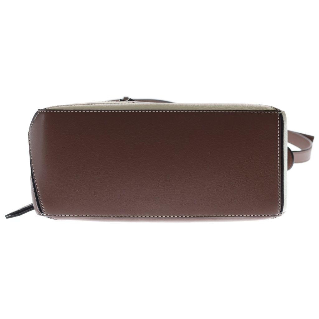 Loewe Puzzle Mini Rugby Shoulder Bag Brown White Leather Silver — view 4
