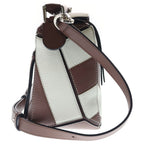 Loewe Puzzle Mini Rugby Shoulder Bag Brown White Leather Silver — view 3