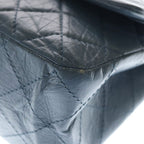 Chanel Quilted 2.55 Double Flap Chain Shoulder Bag Smoki Blue Leather Silver — view 5