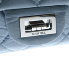 Chanel Quilted 2.55 Double Flap Chain Shoulder Bag Smoki Blue Leather Silver — view 7