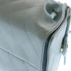 Chanel 25 Small Shoulder Bag Chain Light Blue Caviar Leather Gold — view 5