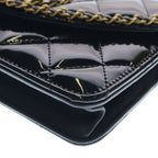 Chanel Quilted Patent Heart Chain Mini Shoulder Bag Black Gold — view 5