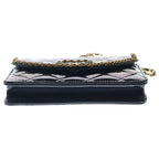 Chanel Quilted Patent Heart Chain Mini Shoulder Bag Black Gold — view 4