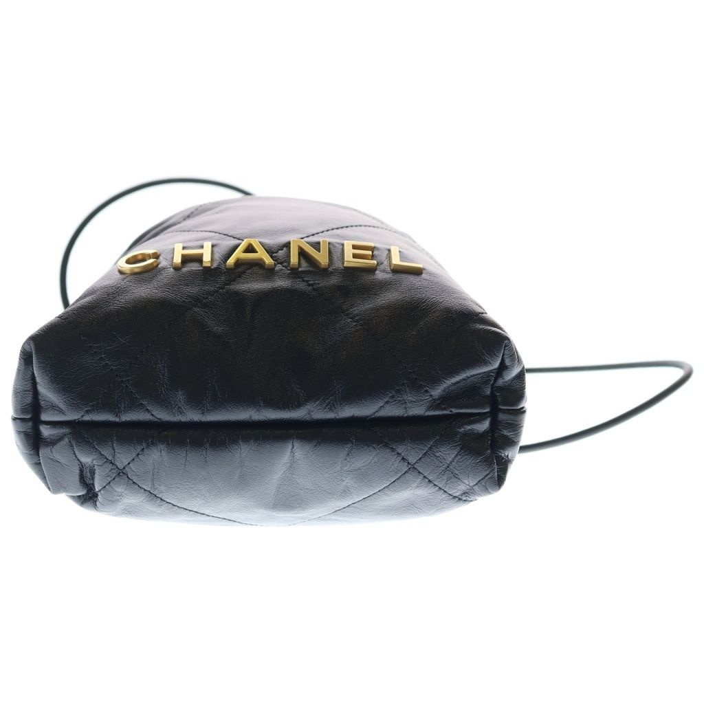 Chanel 22 Mini Shoulder Bag Black Calfskin Gold — view 4