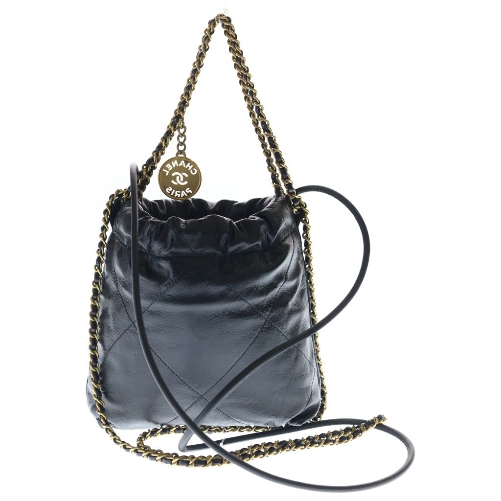Chanel 22 Mini Shoulder Bag Black Calfskin Gold — view 2