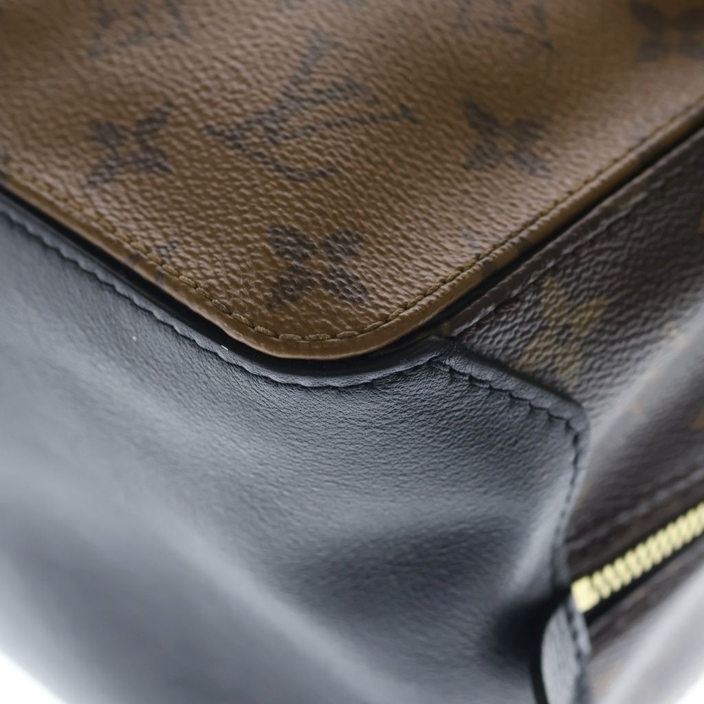 Louis Vuitton Monogram Reverse Square One Handle Bag Brown Leather Gold — view 5