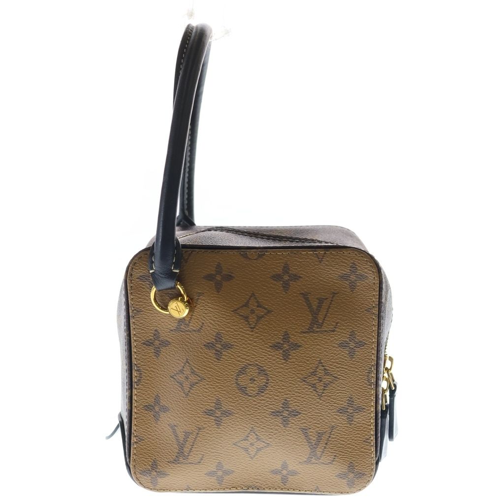 Louis Vuitton Monogram Reverse Square One Handle Bag Brown Leather Gold — view 2
