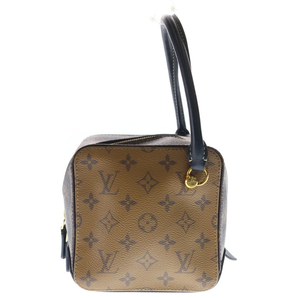 Louis Vuitton Monogram Reverse Square One Handle Bag Brown Leather Gold