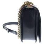 Chanel Boy Chain Shoulder Bag Large Black Caviar Leather Gold — view 3