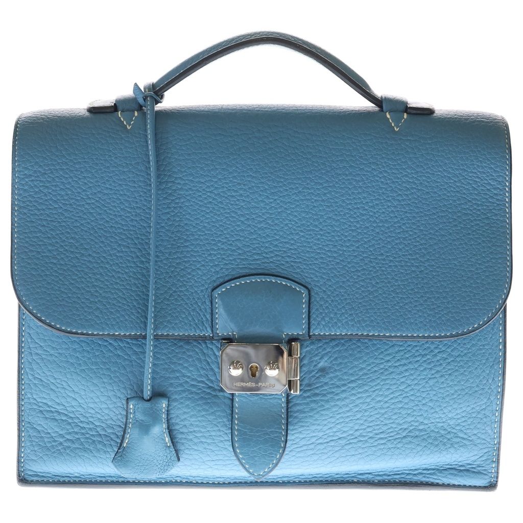 Hermes Sac a Depeches 27 Taurillon Clemence Silver Handbag Second Briefcase