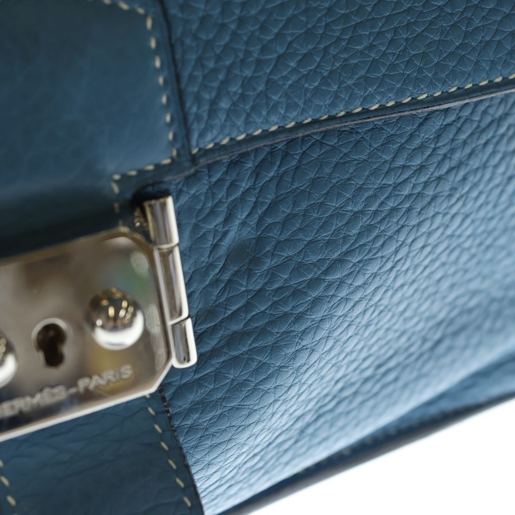Hermes Sac a Depeches 27 Taurillon Clemence Silver Handbag Second Briefcase — view 7