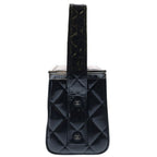Chanel Quilted Double Door Vanity Bag Handbag Black Patent Silver — view 3