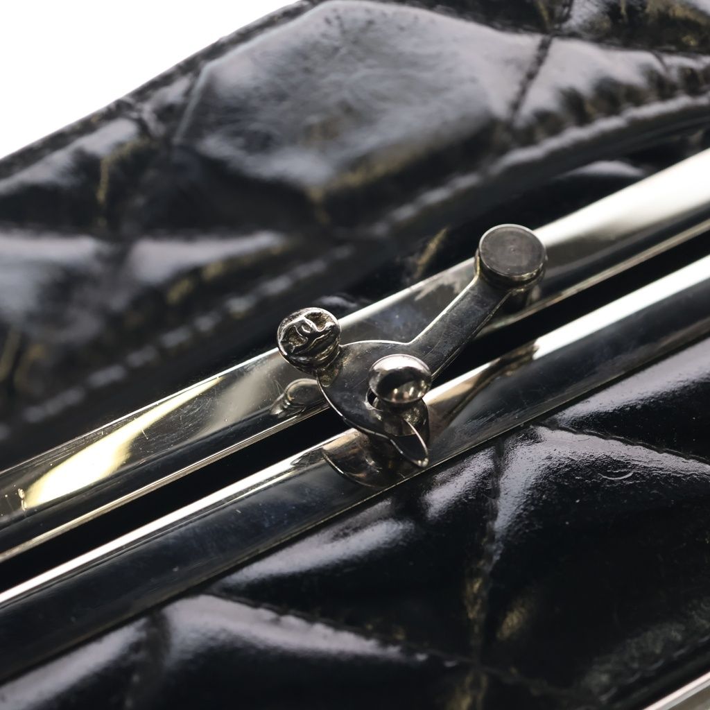 Chanel Quilted Double Door Vanity Bag Handbag Black Patent Silver — view 7