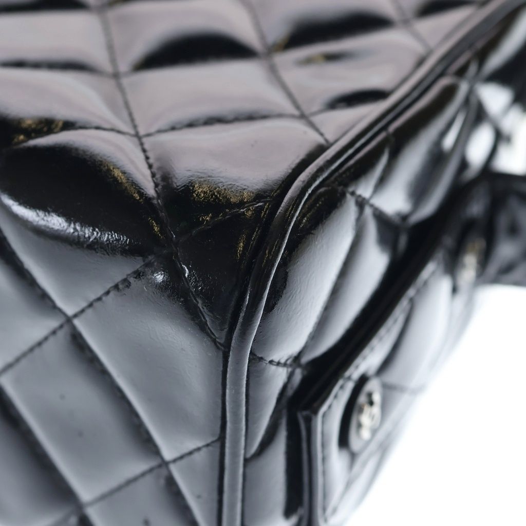 Chanel Quilted Double Door Vanity Bag Handbag Black Patent Silver — view 5