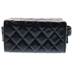 Chanel Quilted Double Door Vanity Bag Handbag Black Patent Silver — view 4