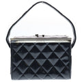 Chanel Quilted Double Door Vanity Bag Handbag Black Patent Silver
