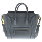 Celine Luggage Nano 2-Way Shoulder Bag Gray Leather Gold
