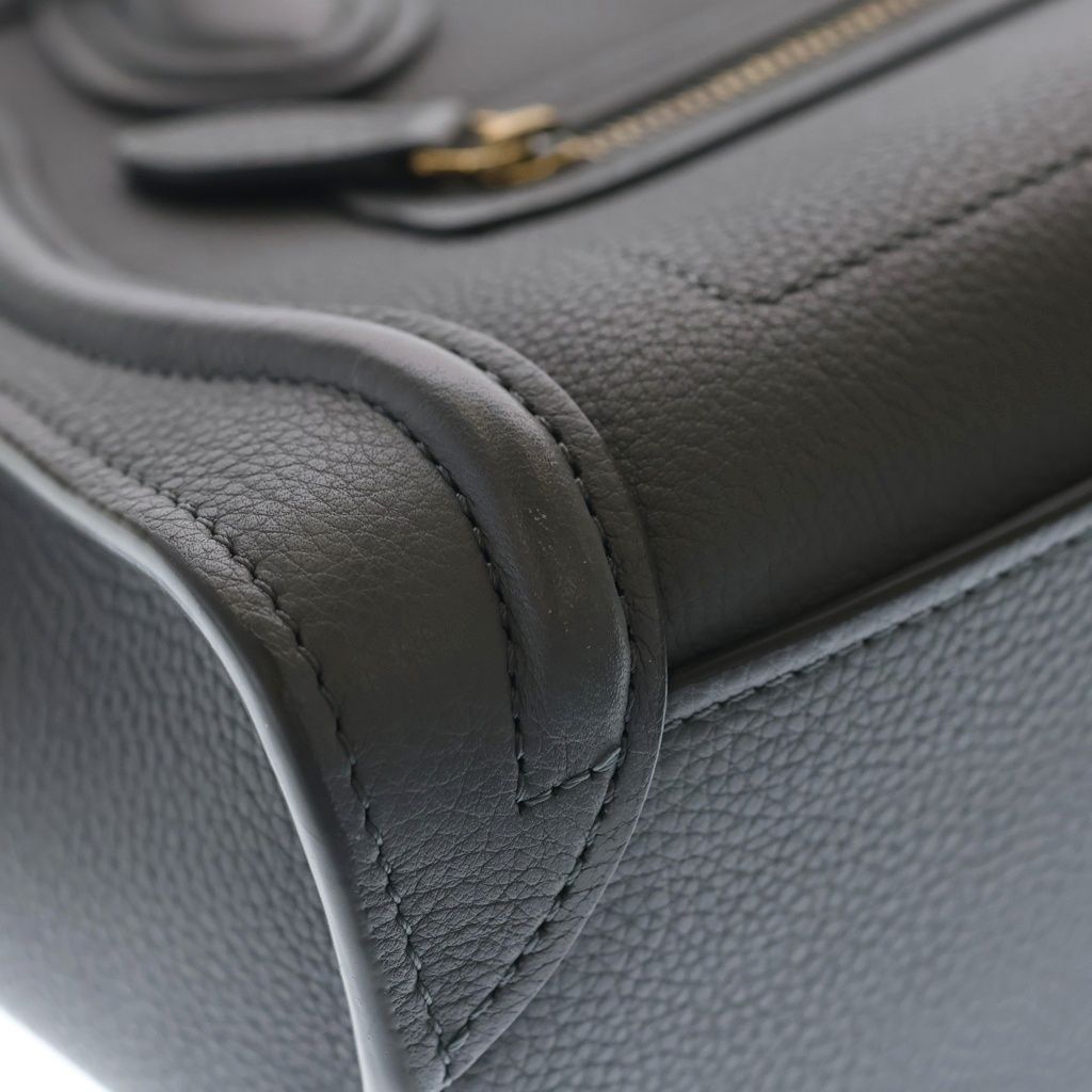 Celine Luggage Nano 2-Way Shoulder Bag Gray Leather Gold — view 6
