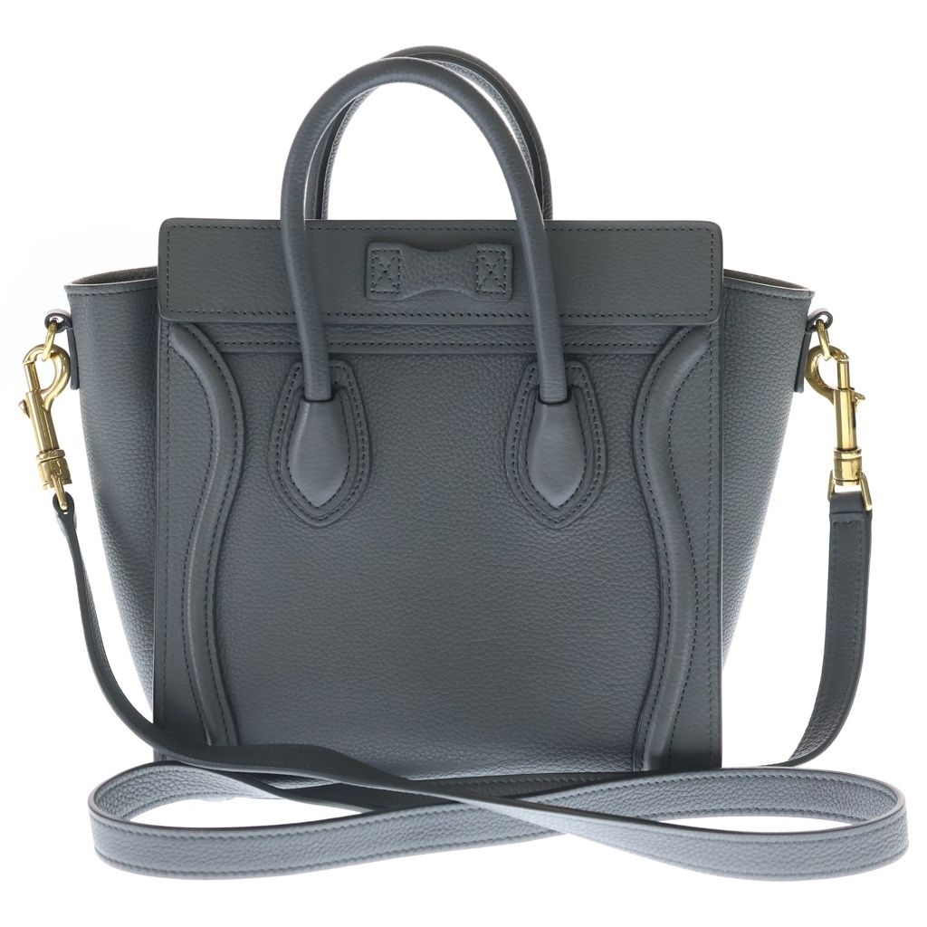 Celine Luggage Nano 2-Way Shoulder Bag Gray Leather Gold — view 2