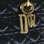Dior Lady Cannage Shoulder Bag 2-Way Quilted Leather Gold Black — view 6