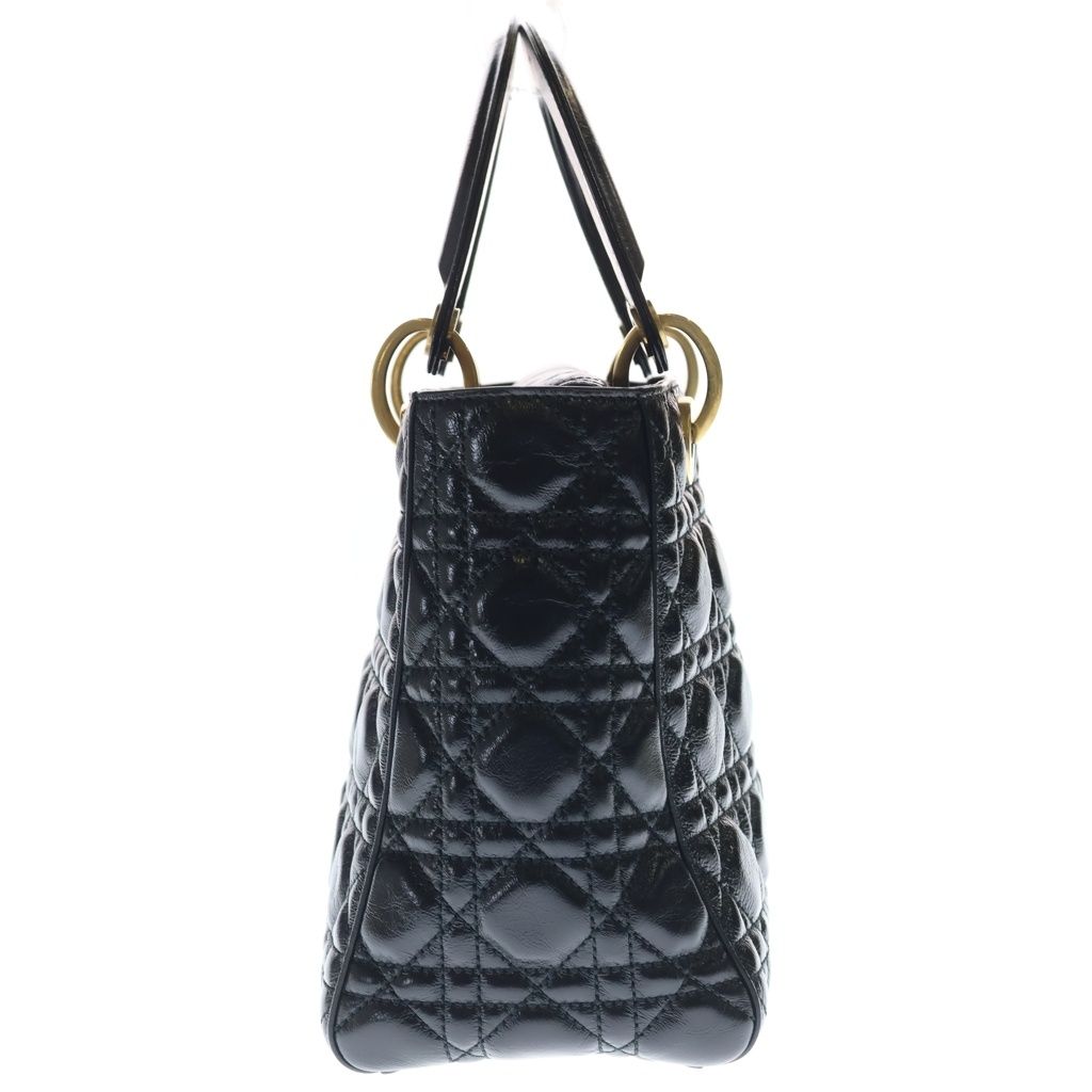 Dior Lady Cannage Shoulder Bag 2-Way Quilted Leather Gold Black — view 3