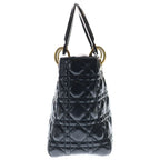 Dior Lady Cannage Shoulder Bag 2-Way Quilted Leather Gold Black — view 3