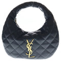 Saint Laurent Paris Ikarino Leather Gold Handbag Black