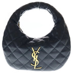 Saint Laurent Paris Ikarino Leather Gold Handbag Black