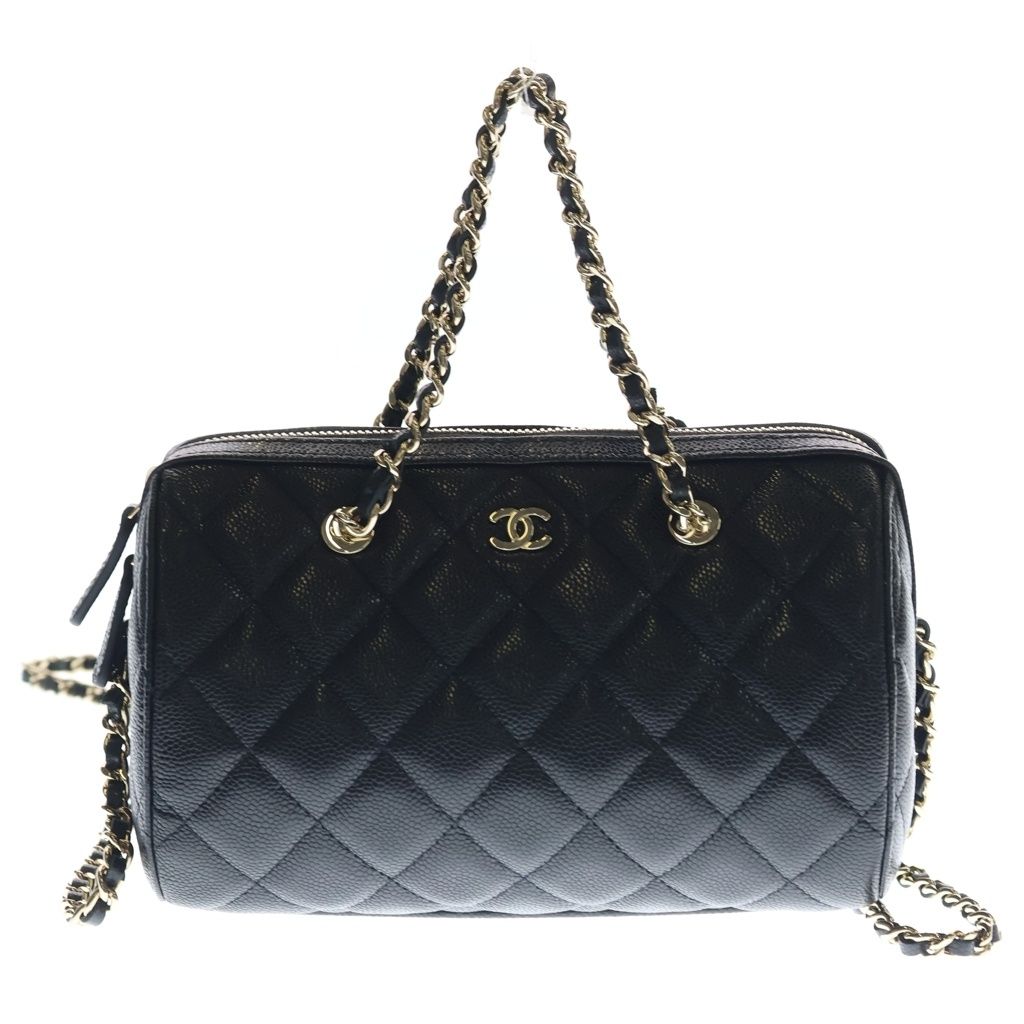 Chanel Quilted Timeless Classic Line Caviar Leather Gold 2-Way Chain Shoulder