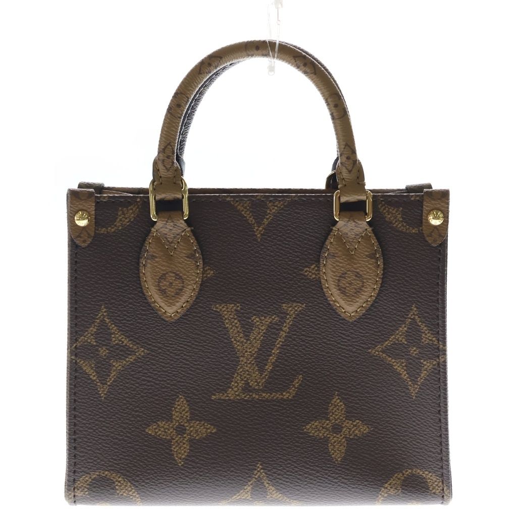 Louis Vuitton Monogram Reverse On The Go BB Leather 2-Way Shoulder Bag Brown