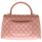 Chanel Quilted Top Handle 2-Way Shoulder Bag Salmon Pink Caviar Leather Gold — view 2