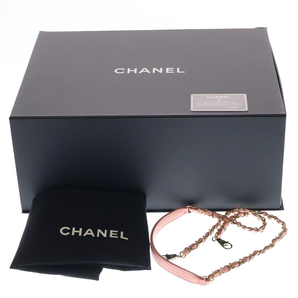 Chanel Quilted Top Handle 2-Way Shoulder Bag Salmon Pink Caviar Leather Gold — view 8