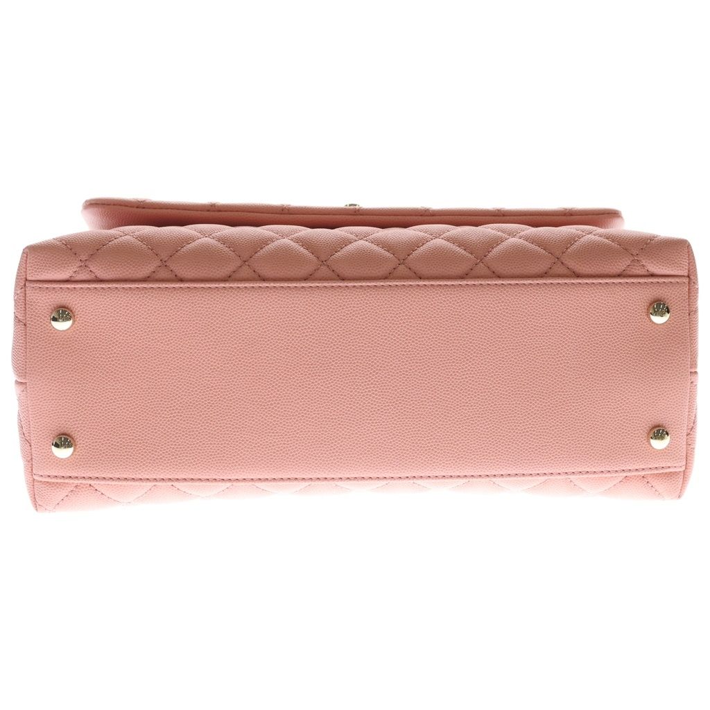Chanel Quilted Top Handle 2-Way Shoulder Bag Salmon Pink Caviar Leather Gold — view 4