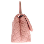 Chanel Quilted Top Handle 2-Way Shoulder Bag Salmon Pink Caviar Leather Gold — view 3