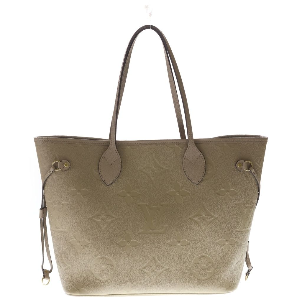 Louis Vuitton Monogram Empreinte Neverfull Leather Tote Beige with MM Pouch