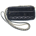 Chanel CC Logo Chain Wallet Mini Shoulder Bag Aged Calfskin Gold Silver — view 2