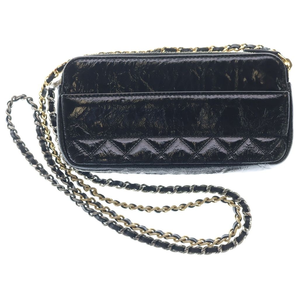 Chanel CC Logo Chain Wallet Mini Shoulder Bag Aged Calfskin Gold Silver — view 2