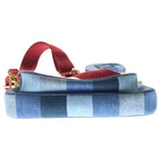 Louis Vuitton Monogram Denim Pochette Shoulder Bag Chain Indigo Blue Red Gold — view 4