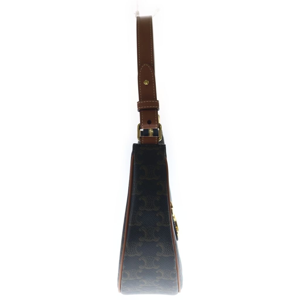 Celine Triomphe Ava Shoulder Bag Brown Leather Gold — view 3