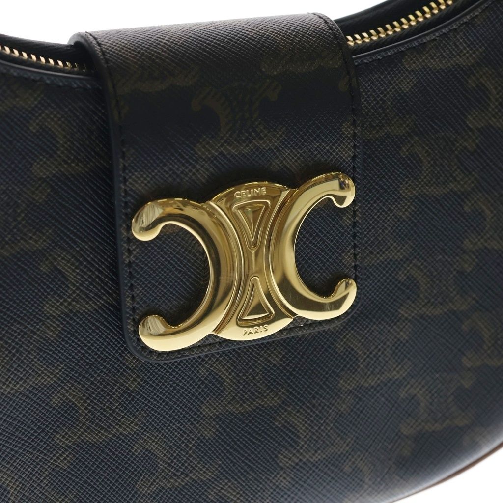 Celine Triomphe Ava Shoulder Bag Brown Leather Gold — view 6