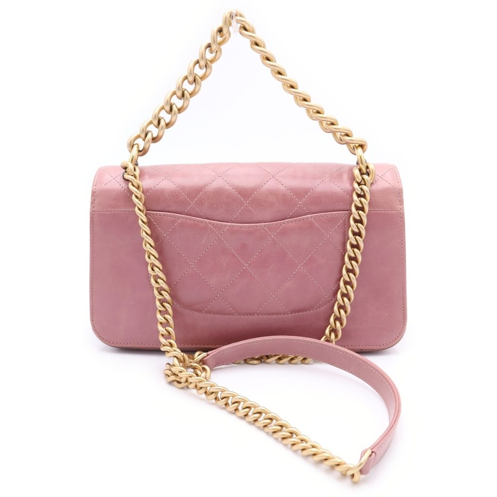 Chanel Quilted Single Flap Calfskin Gold Turnlock 2-Way Chain Shoulder — view 2