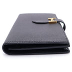 Hermes Bearn Souffle Wallet Card Case Black Leather Epsom Gold — view 3