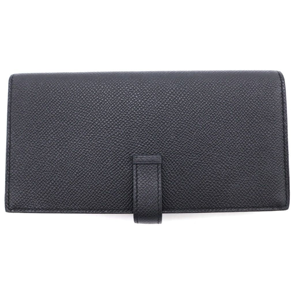 Hermes Bearn Souffle Wallet Card Case Black Leather Epsom Gold — view 2