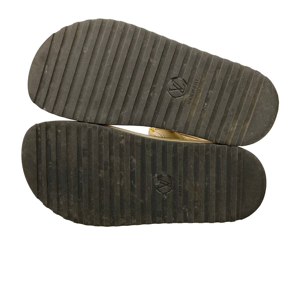 Louis Vuitton Sandals LV Sunset Ivory Velcro Strap LV Twist Motif Leather — view 8
