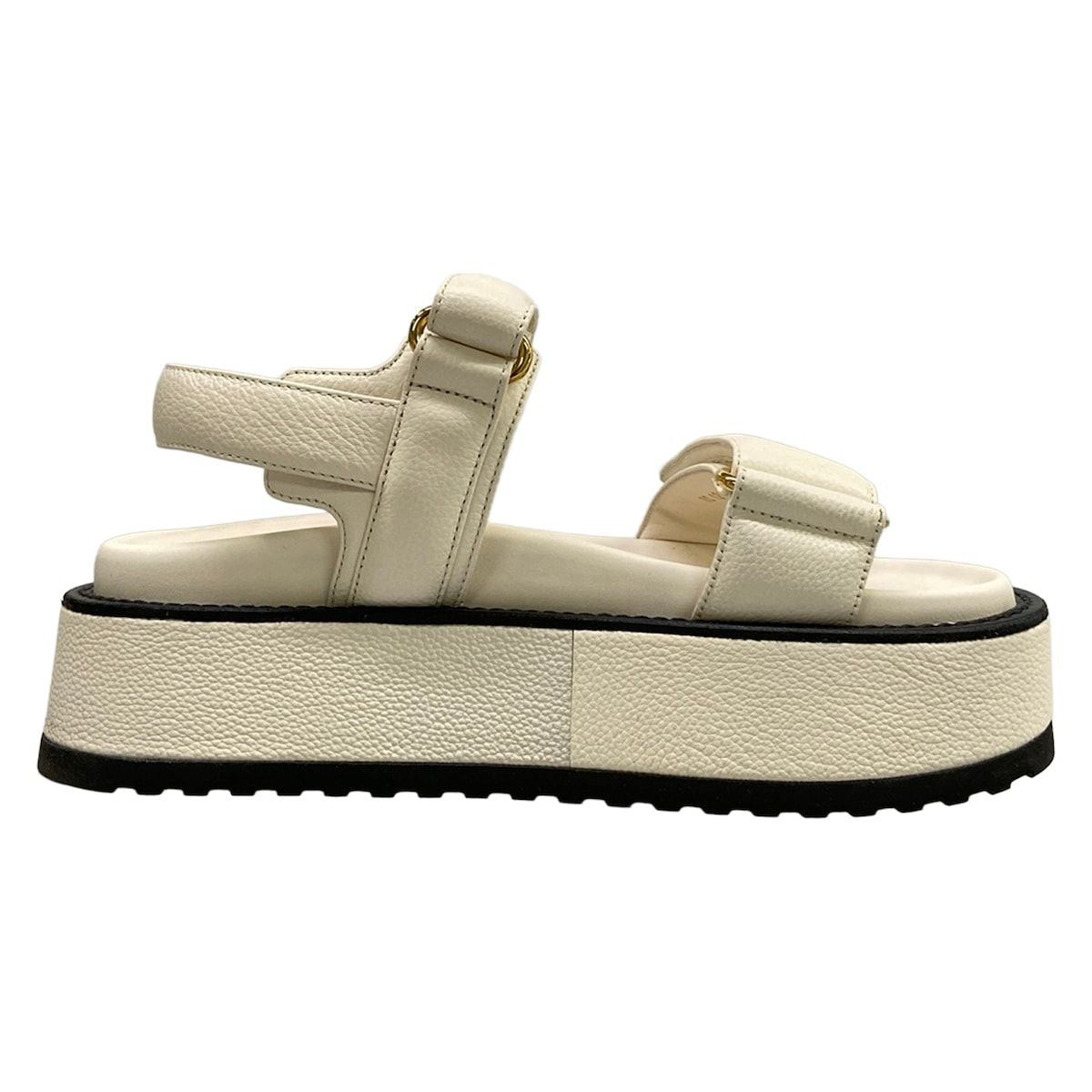 Louis Vuitton Sandals LV Sunset Ivory Velcro Strap LV Twist Motif Leather — view 2
