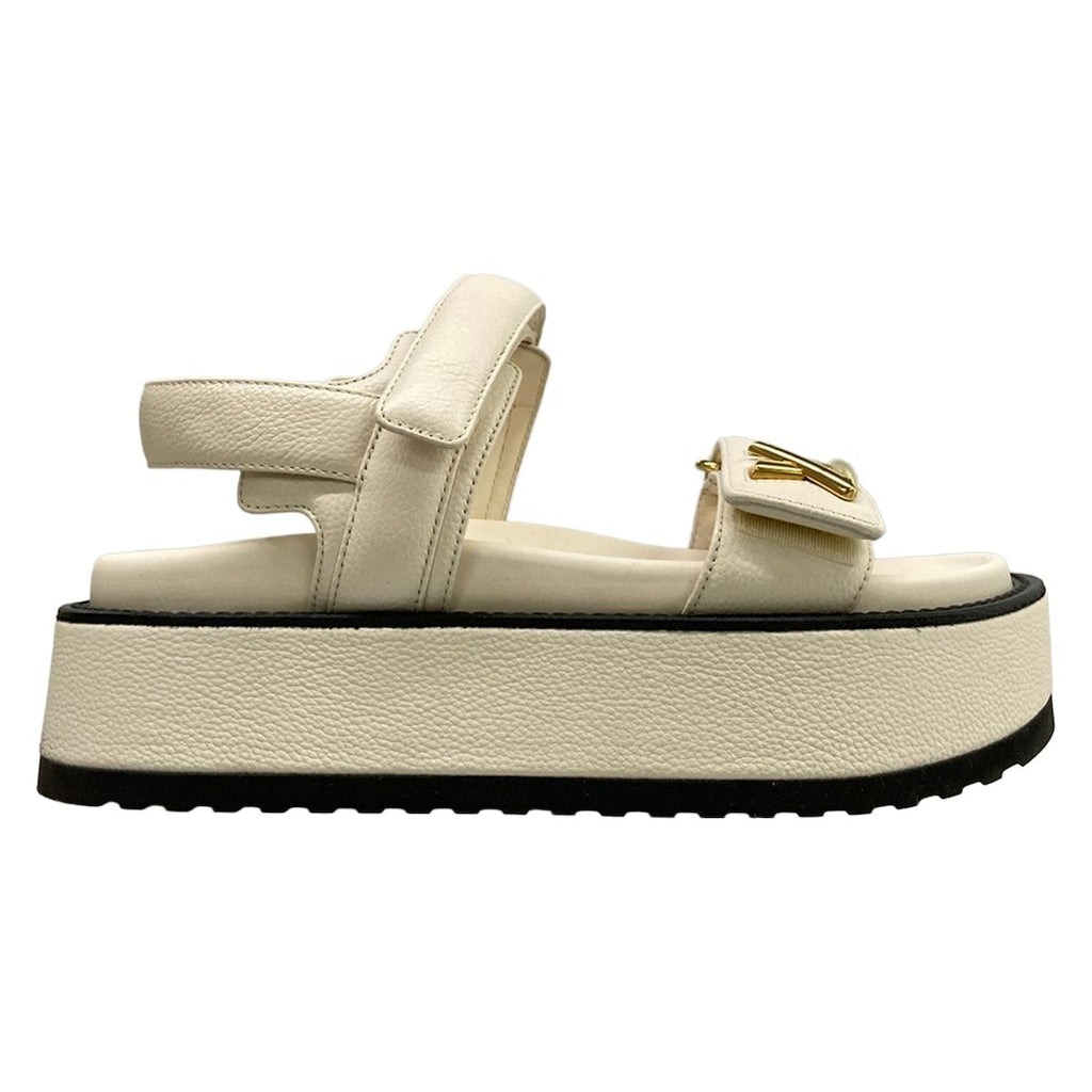 Louis Vuitton Sandals LV Sunset Ivory Velcro Strap LV Twist Motif Leather — view 4